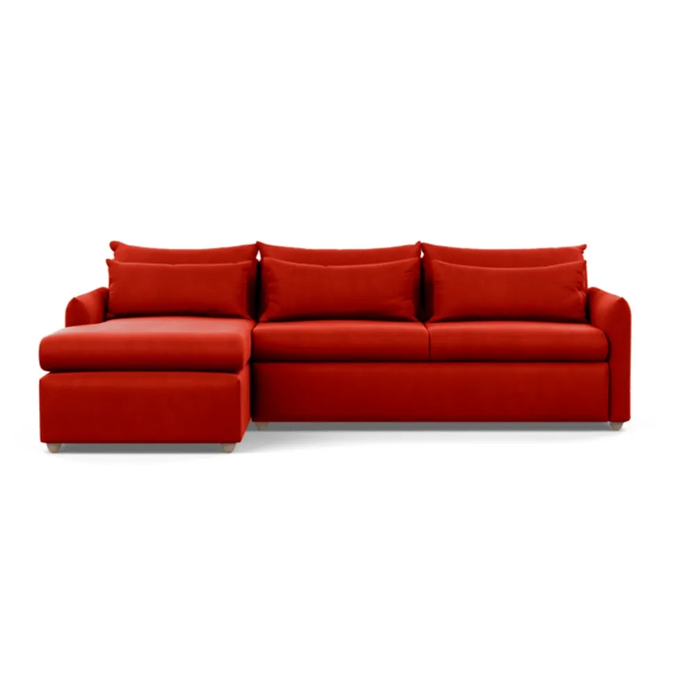 Heal's Pillow Large Left Hand Corner Chaise Varese Velvet Terracotta Natural