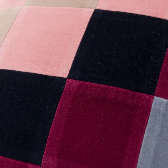 Clara Cubed Patchwork Cotton Velvet Square Cushion 2