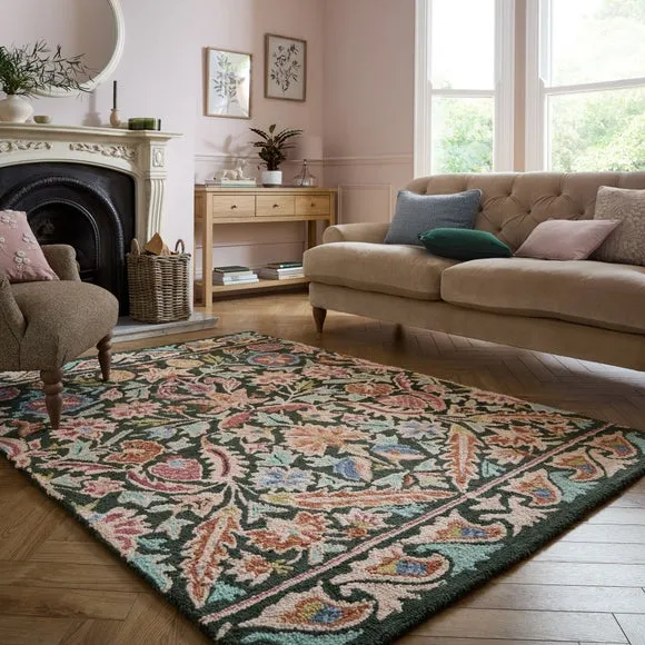 Annalise Mid Century Floral Wool Rug 1