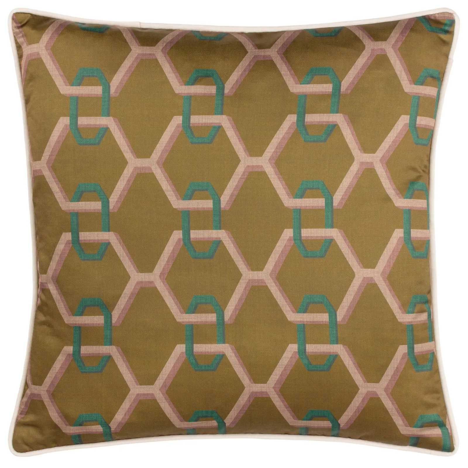 Paoletti Carnaby Chain Geometric Satin Cushion in Bronze 2