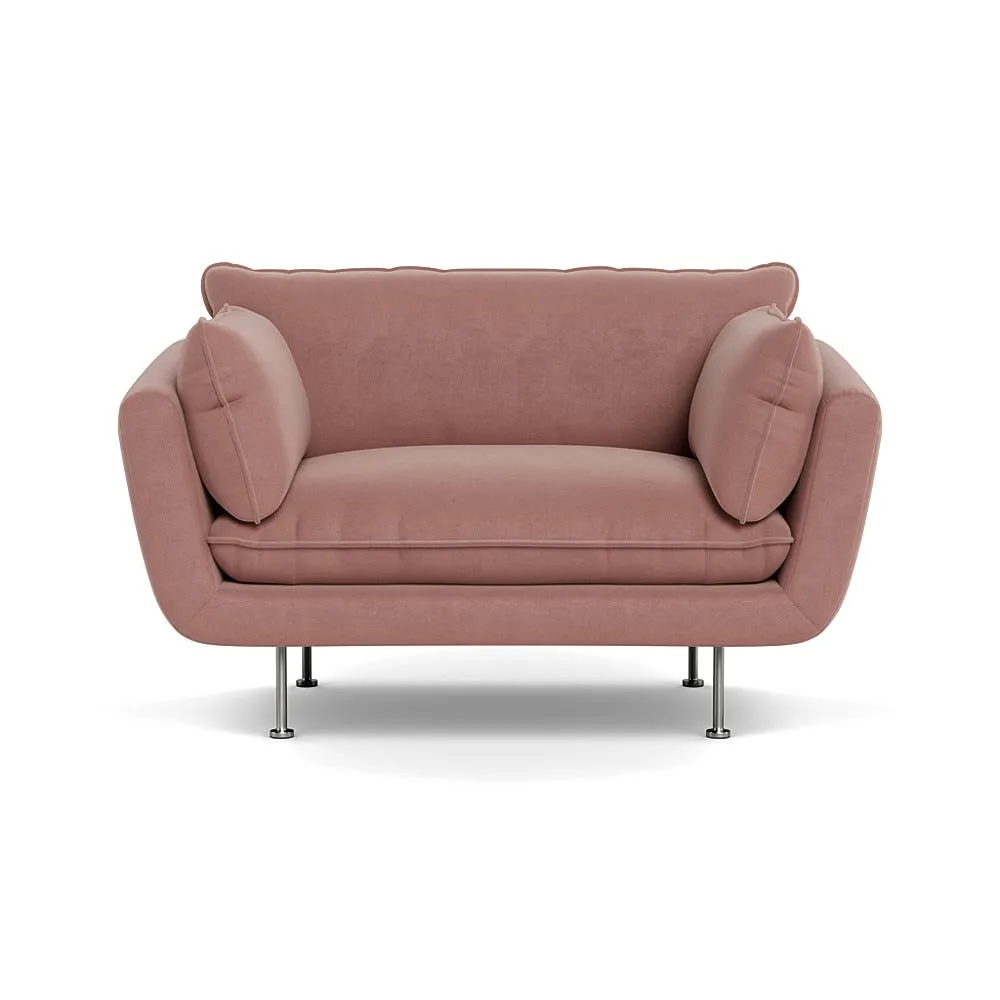 Heal's Allora Loveseat Smart Luxe Velvet Dusky Pink Stainless Steel Feet 1