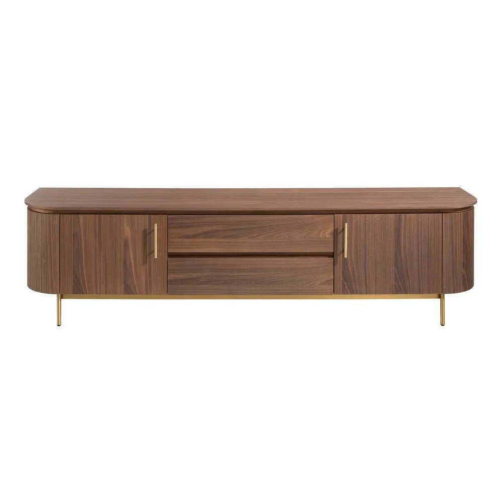 Angel Cerda Walnut TV Stand with Gold Polished Steel Legs 2