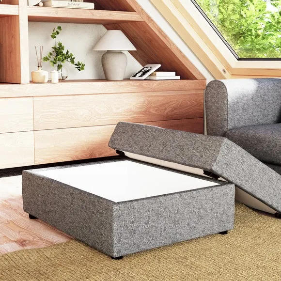 Rectangle Tonal Weave Storage Footstool 2