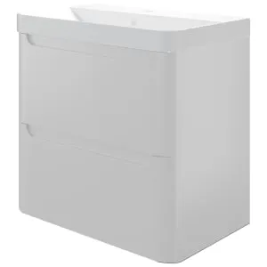 Wickes Malmo Gloss White Wall HUng J Pull Compact Vanity Unit & Basin - 500 x 350mm