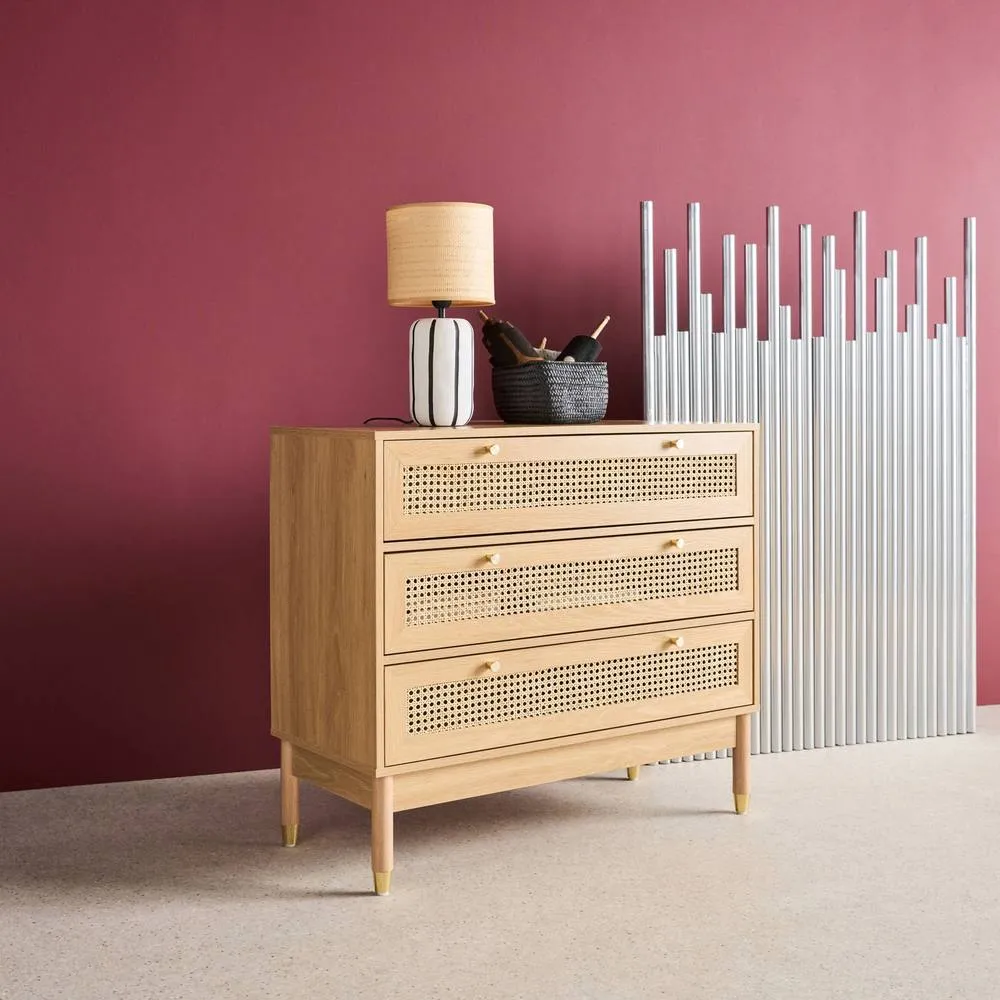 sweeek Wood & cane chest of drawers, 3 drawers in Beige 4