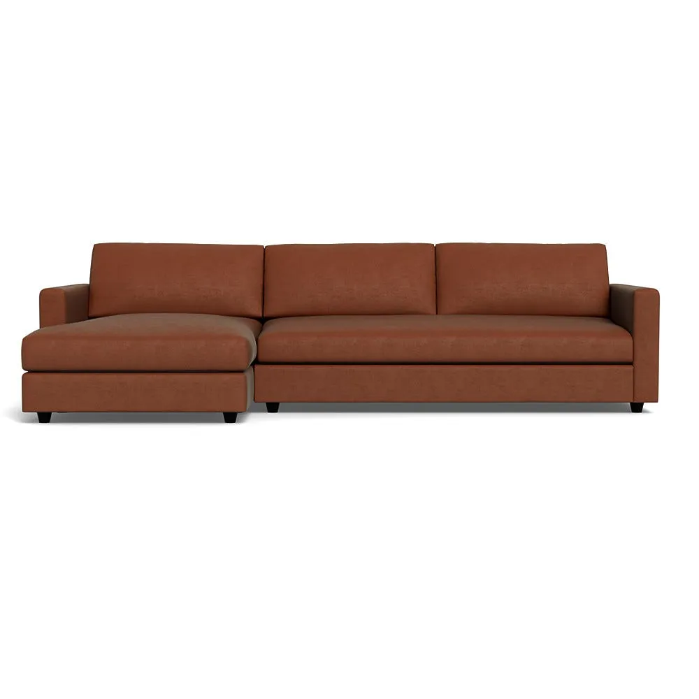 Heal's Nimbus II 4 Seater Chaise Sofa LHF Smart Luxe Velvet Tawny Black Feet 2