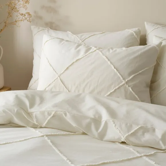 Lotus Tufted 100% Cotton Duvet Cover & Pillowcase Set