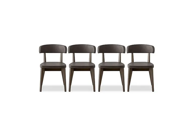 Siren Set of 4 Graphite Wooden Leg Dining Chairs