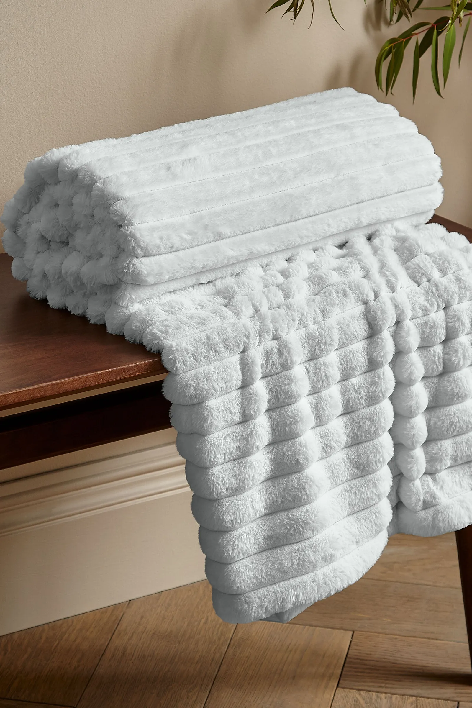 Catherine Lansfield 'Cosy Ribbed' Blanket Throw in Grey