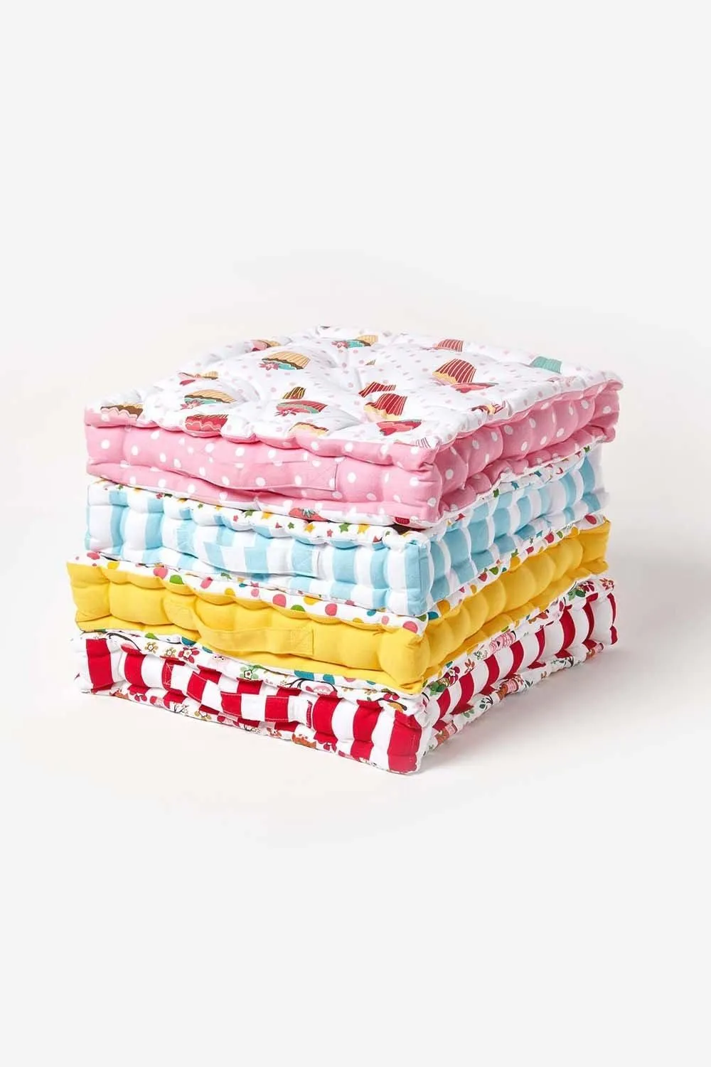Homescapes Cotton Multi Coloured Stars Floor Cushion 6