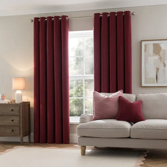 Soft Chenille Herringbone Eyelet Curtains 2