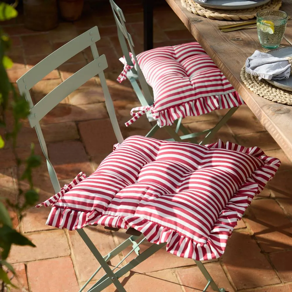 Wylder Millie Ruffle 2 Pack Indoor/Outdoor Seat Pads in Red