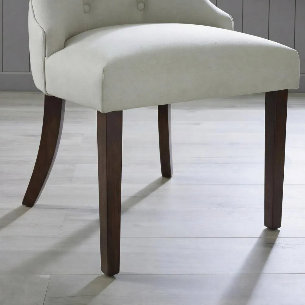 FurnitureboxUK 2x Belgravia Beige Fabric Dining Chairs Walnut Legs 6