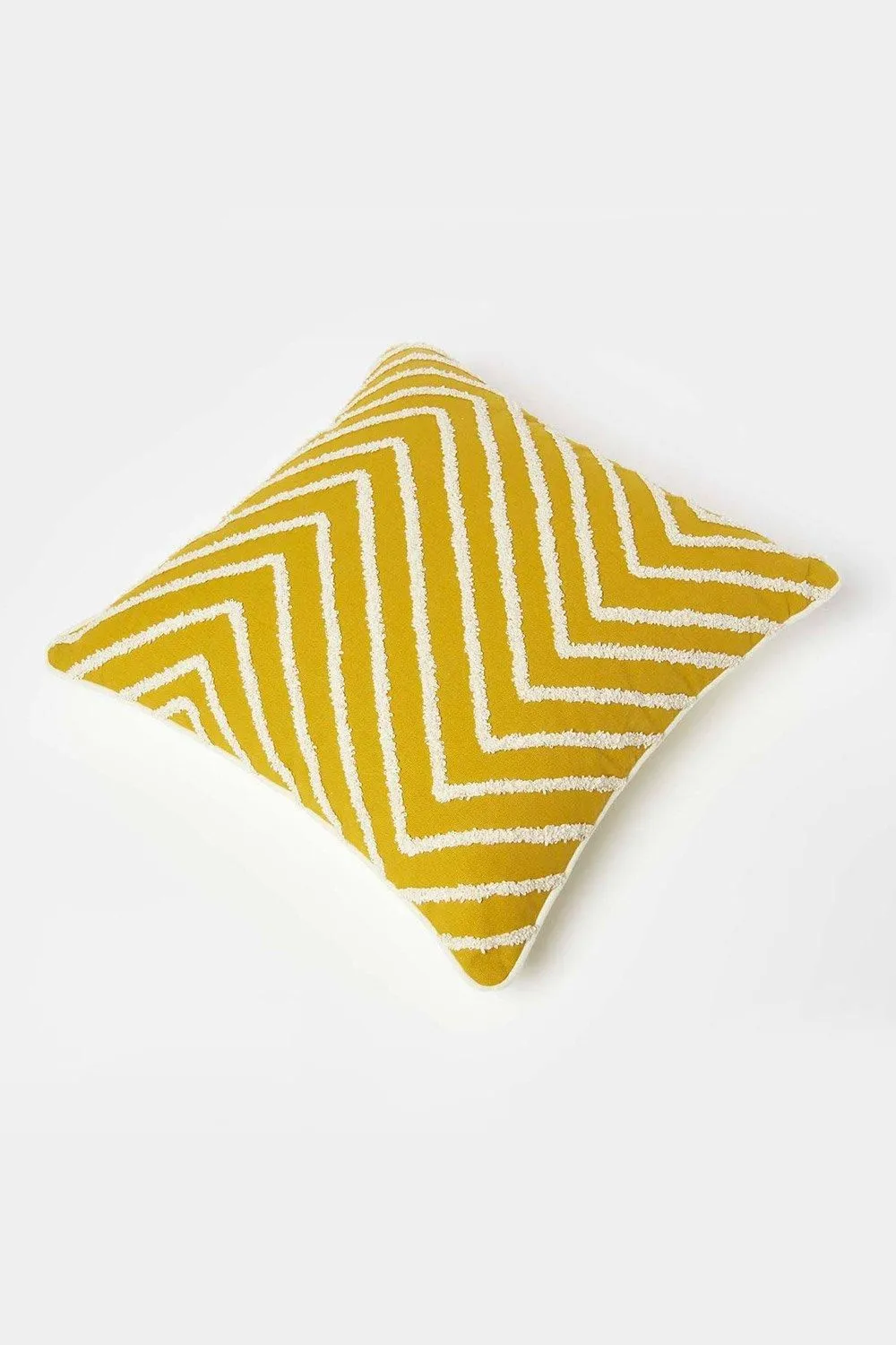 Homescapes Mustard Yellow Tufted Cotton Cushion 5
