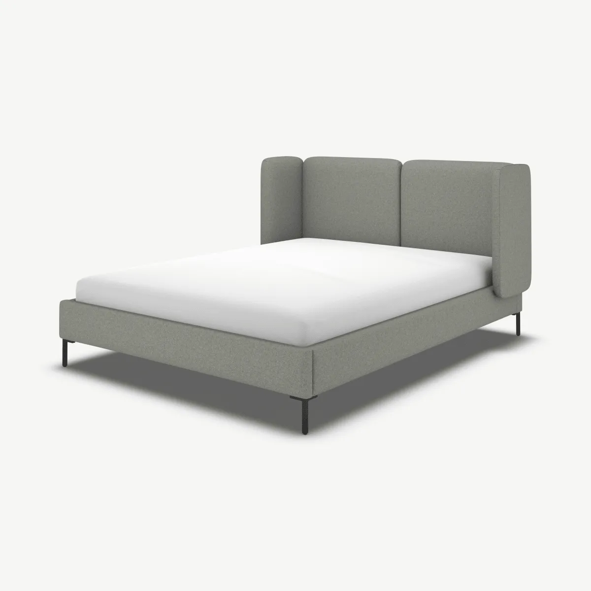 Romola Super King Size Bed, Wolf Grey Wool with Black Legs