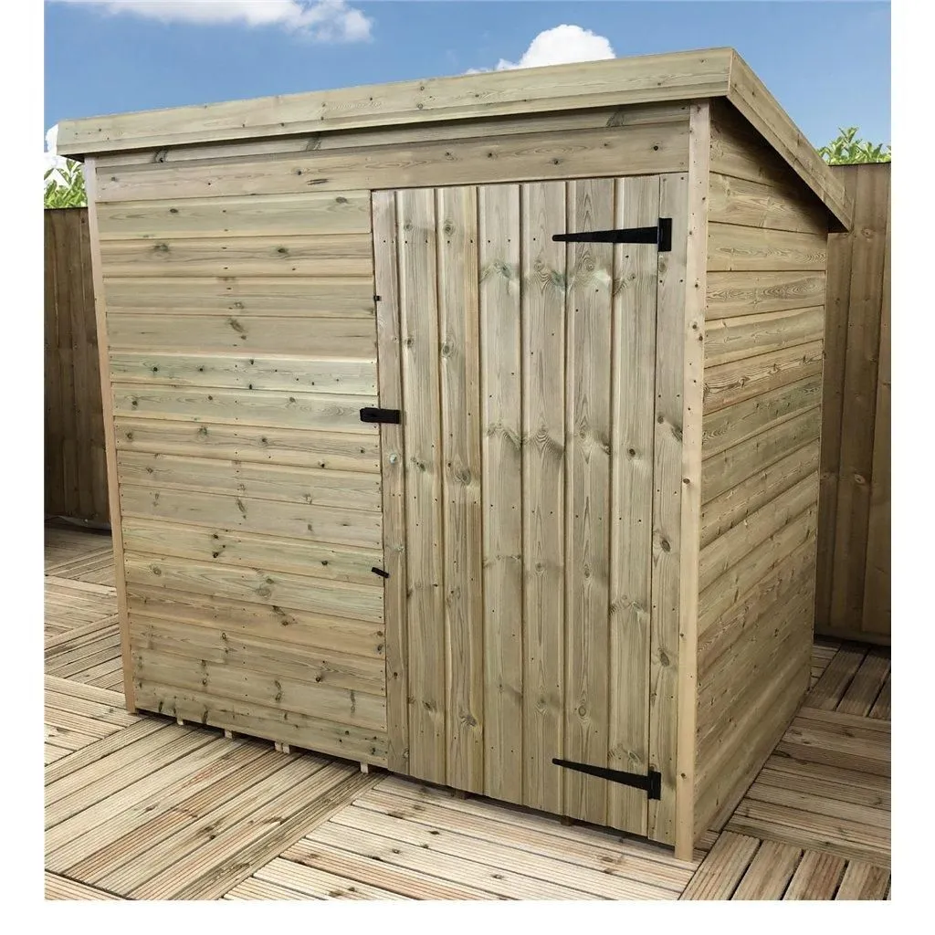 Marlborough 5 x 3 Pressure Treated Pent Garden Shed with Single Door in Natural 5