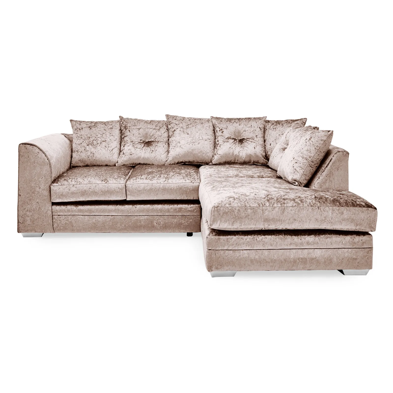 Blake Crushed Velvet Right Hand Corner Sofa Beige