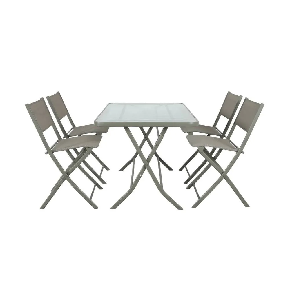 sweeek Folding steel garden table + 4 chairs in Khaki 6