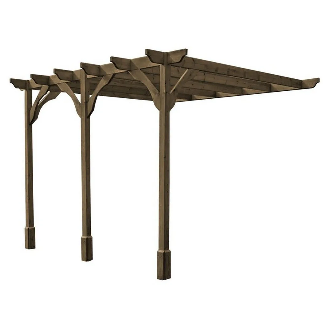 Rutland County Garden Furniture Ltd Wall Mounted Premium Pergola 3 Posts, L480 x W780 x H270 cm, Green in Brown 1