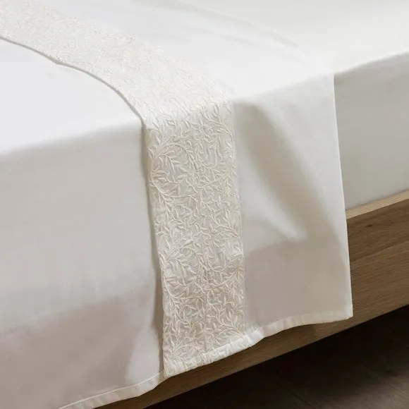 Dorma Elmley Embroidered 100% Cotton Flat Sheet 2