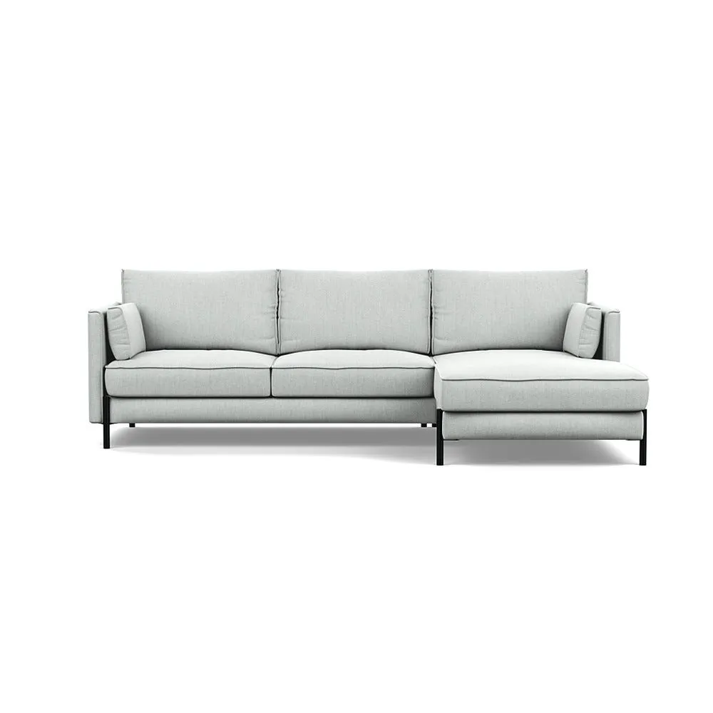 Heal's Tortona Right Hand Facing 4 Seater Corner Chaise Broadweave Tin Black Feet 1