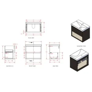 Wickes Nexus Stone Green & Tobacco Halifax Oak Wall Hung Vanity Unit & Basin - 546 x 600mm 2