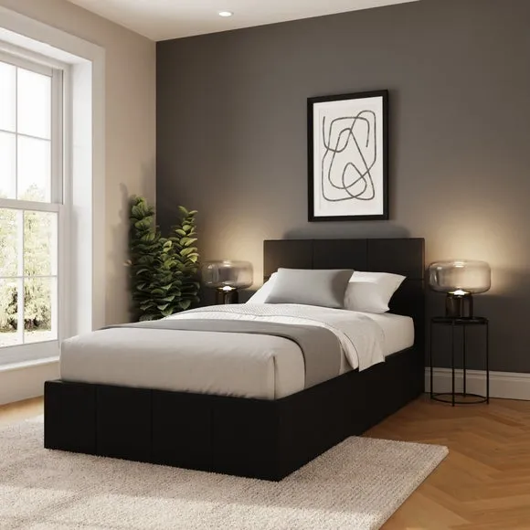 Side Lift Ottoman Bed, Faux Leather
