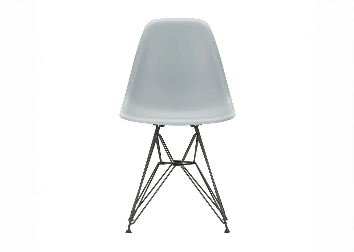 Vitra Eames DSR Chair Light Grey Basic Dark Powder Coated Base 04 Glides