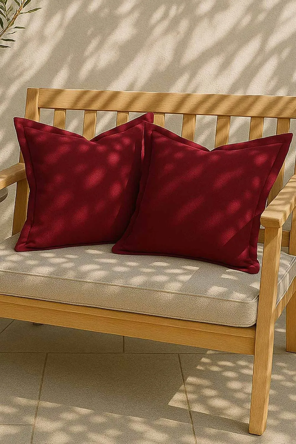 Homescapes Luxury Waterproof Plain Outdoor Cushion 45 x 45 cm, Set of 2 in Red 5