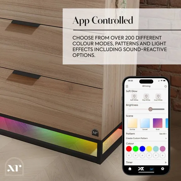 XR Living Denver 3 Drawer Chest with App Controlled LED Lights 3