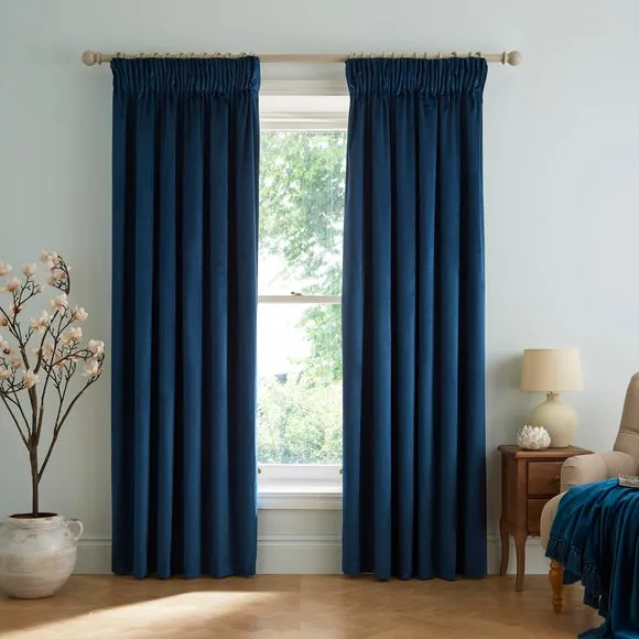 Dorma Burford Blackout Velvet Pencil Pleat Curtains 2