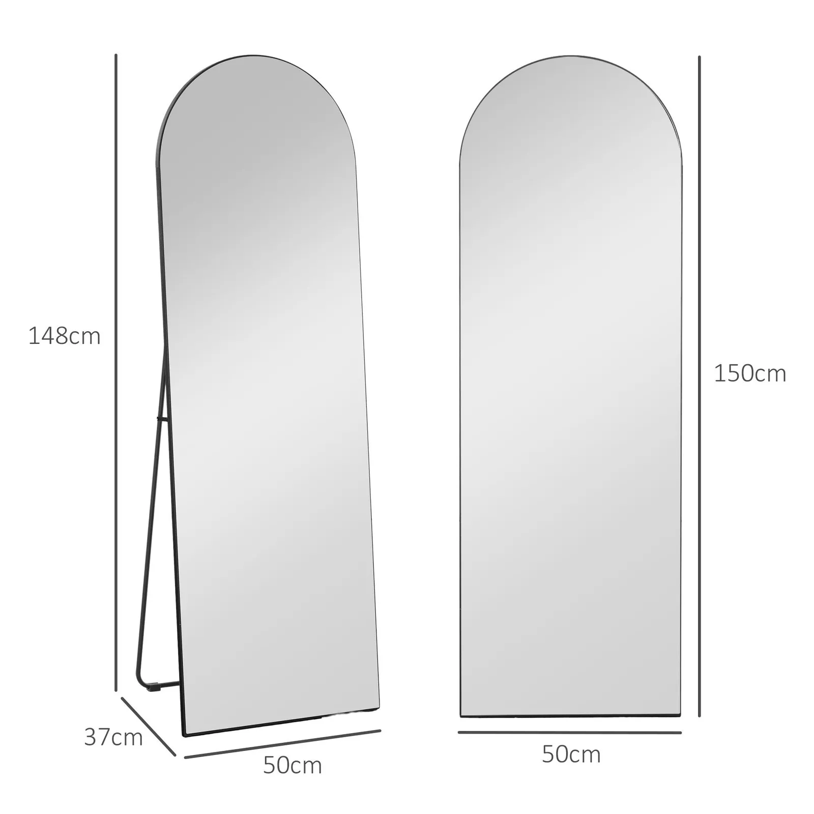 HOMCOM Floor Mirror Wall Mount Leaning Standing Mirror 50 x 150cm in Black 3