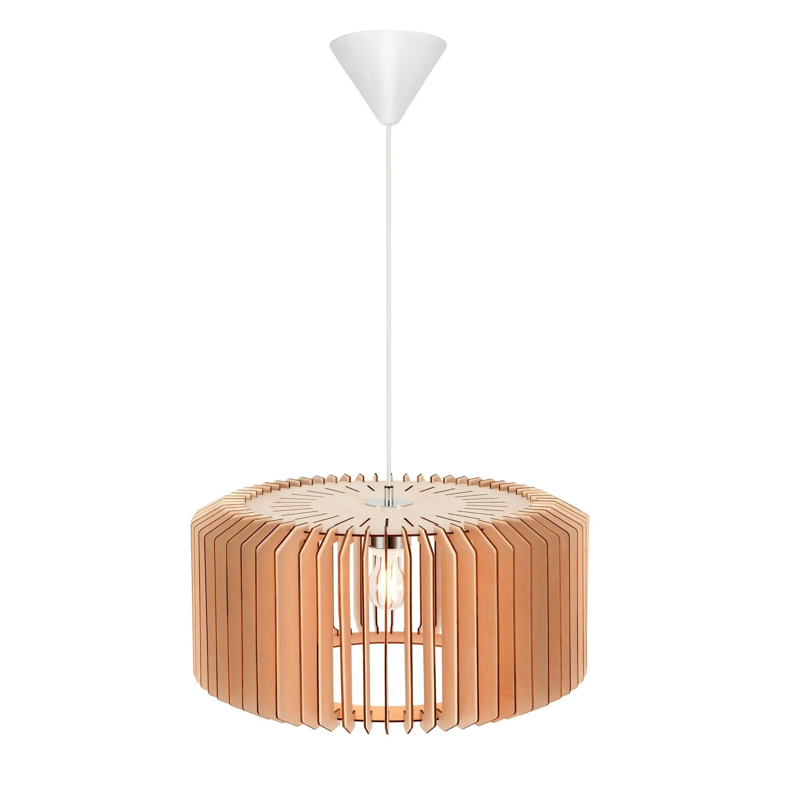 Nordlux Asti Pendant Light Brown Wood Dining Room E27 Mains 50cm 4