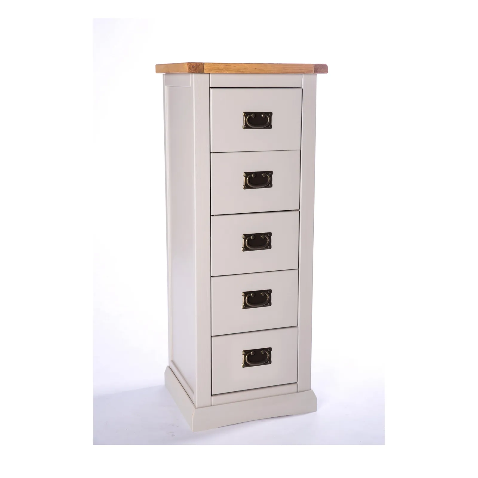 Cabinet Bits Loreo 5 Drawer Narrow Chest of Drawers Bras Drop Handle in Light Grey 2