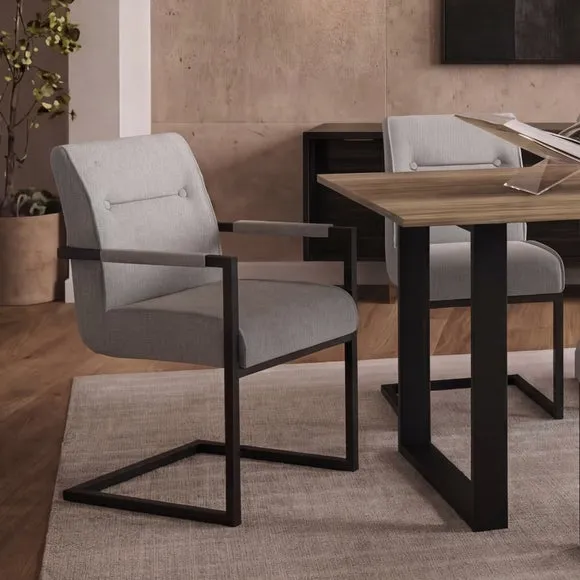 Set of 2 Cleaver Tweed Dining Chairs with Arms 1