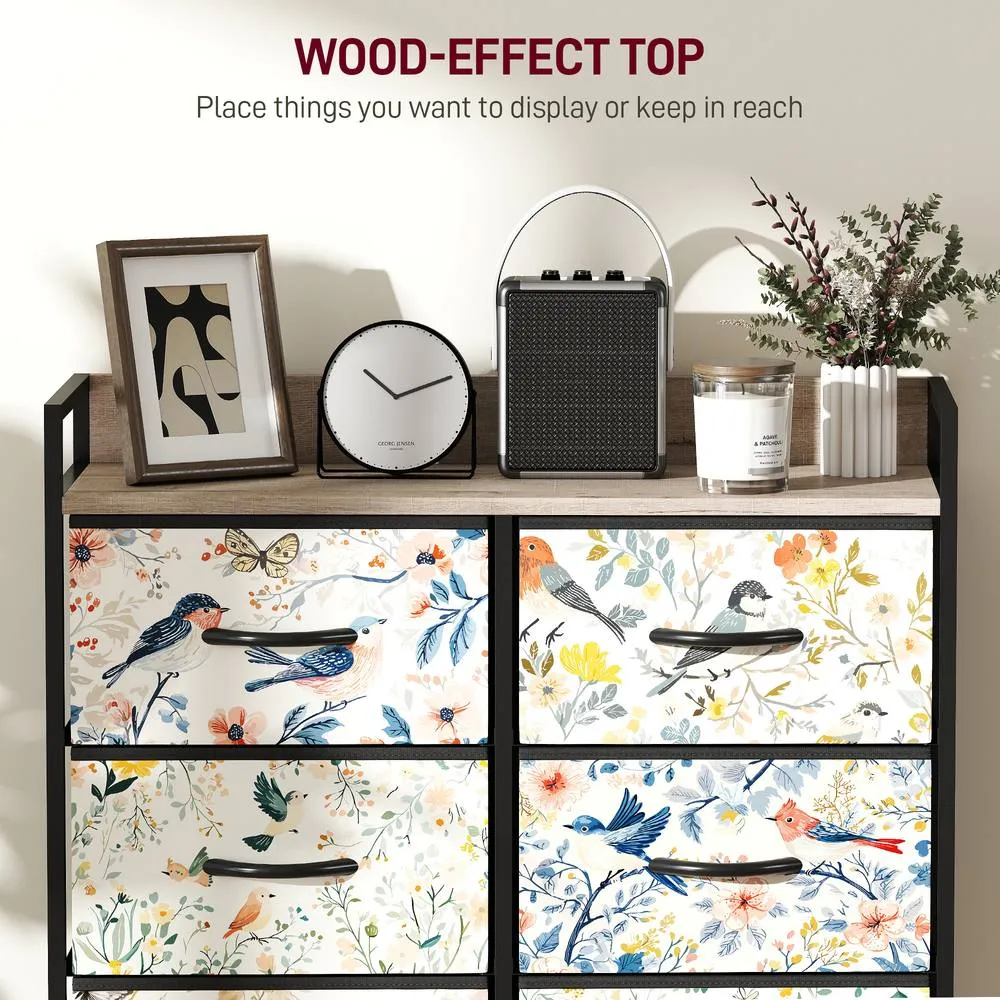HOMCOM Chest of Drawers, Fabric Dresser with Open Shelf in White 5