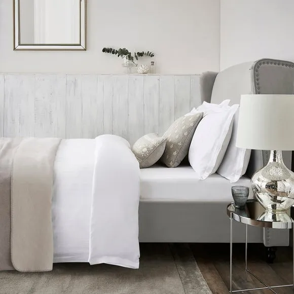 Dorma Purity Staunton Waffle Stripe White 100% Cotton Duvet Cover and Pillowcase Set 4
