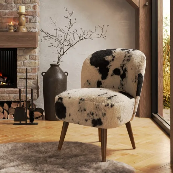 Elsie Cow Print Faux Fur Cocktail Chair