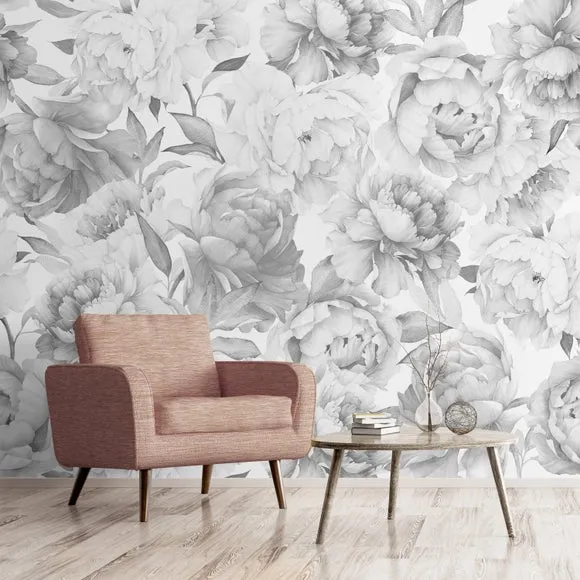 Tonal Peony Floral Wall Mural 1