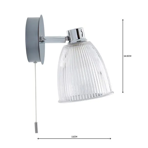 Bremont Ribbed Glass Bathroom Wall Light 5