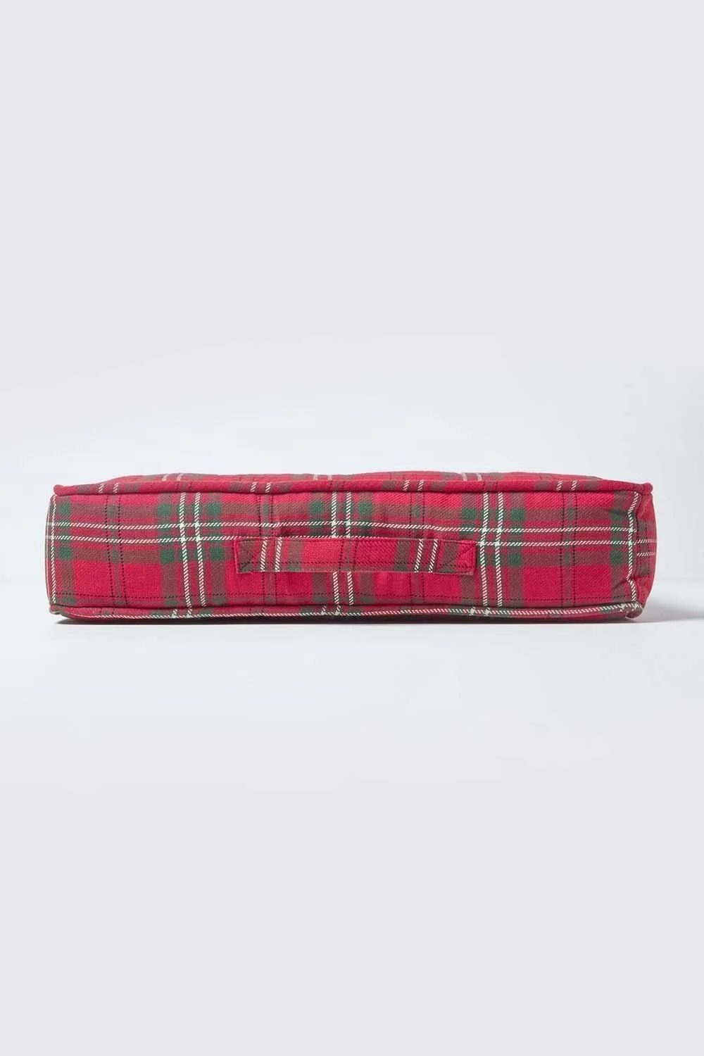 Homescapes Edward Tartan Cotton Armchair Booster Cushion in Red 5