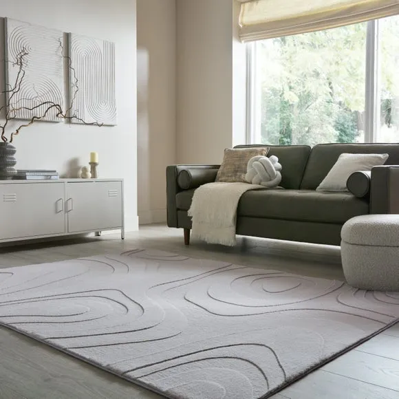 Neve Abstract Faux Fur Wave Rug 1