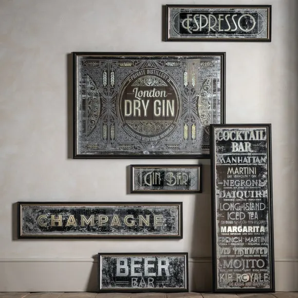 Cedar and Sage Antique Printed Gin Bar Wall Mirror 3