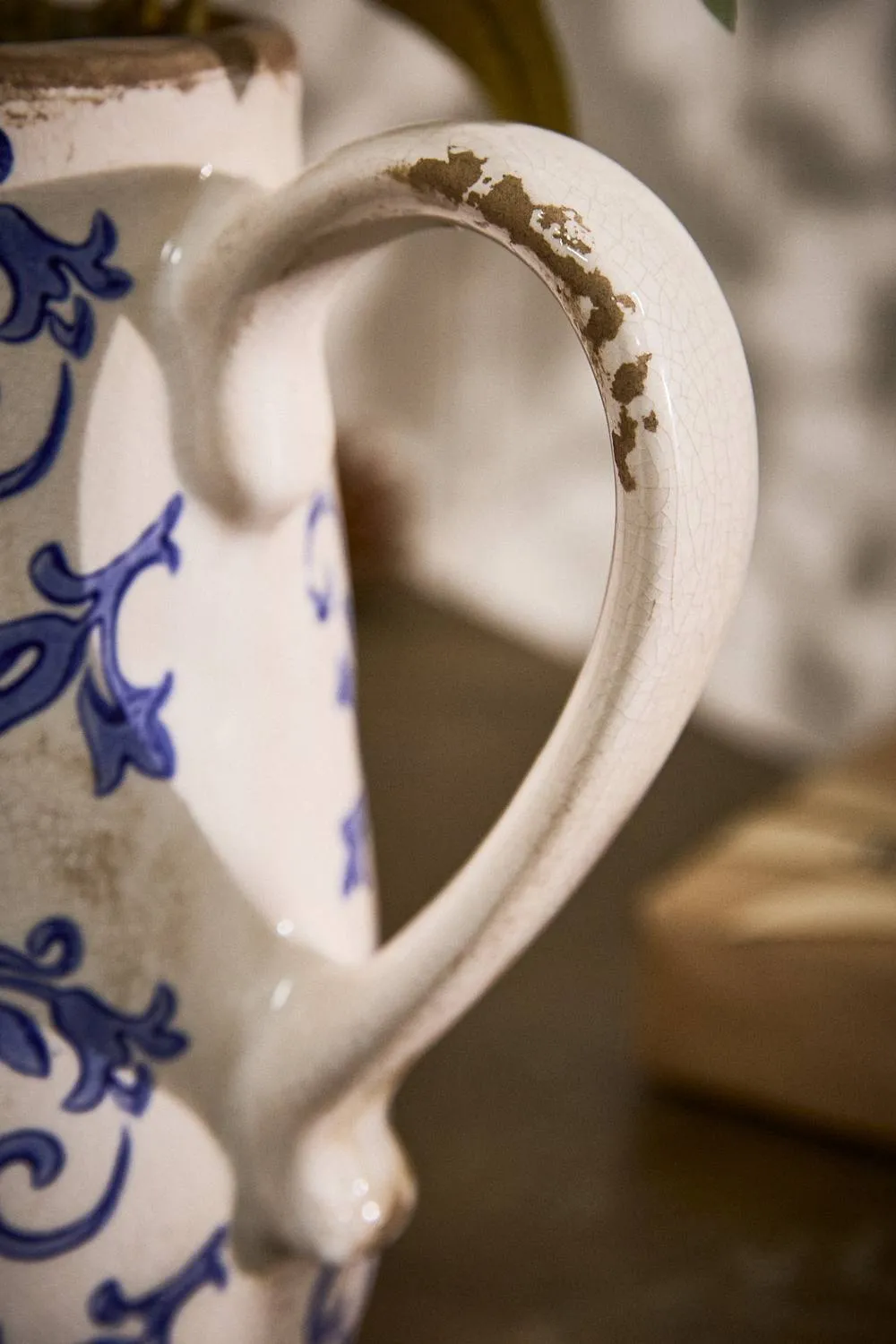 Dibor Vintage Solene Small Blue Botanical Home Decor Pitcher Jug H18 x W16cm in Cream 5
