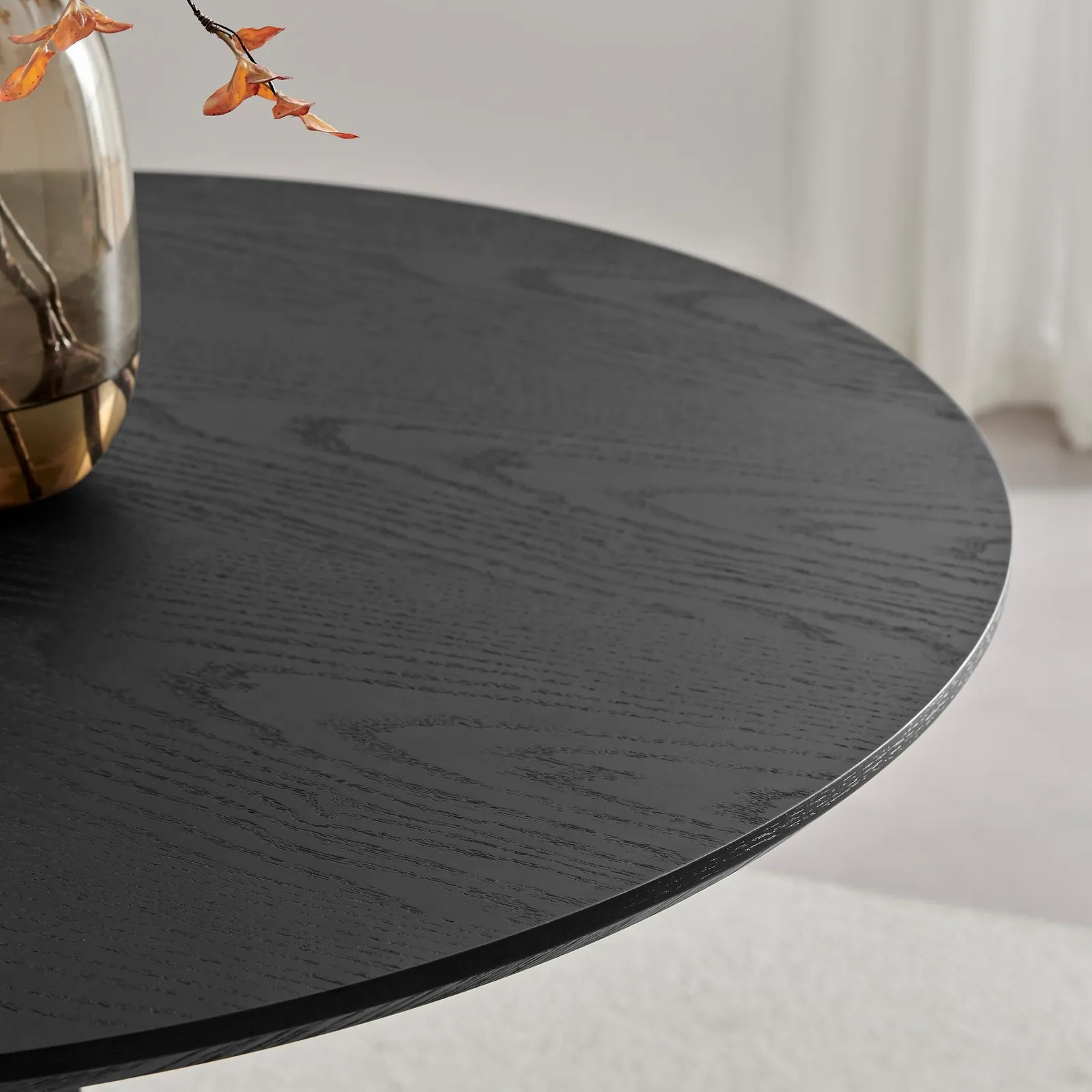 FurnitureboxUK Novara 100cm Black Top Round Dining Table & 4 Dark Grey Halley Chairs 4