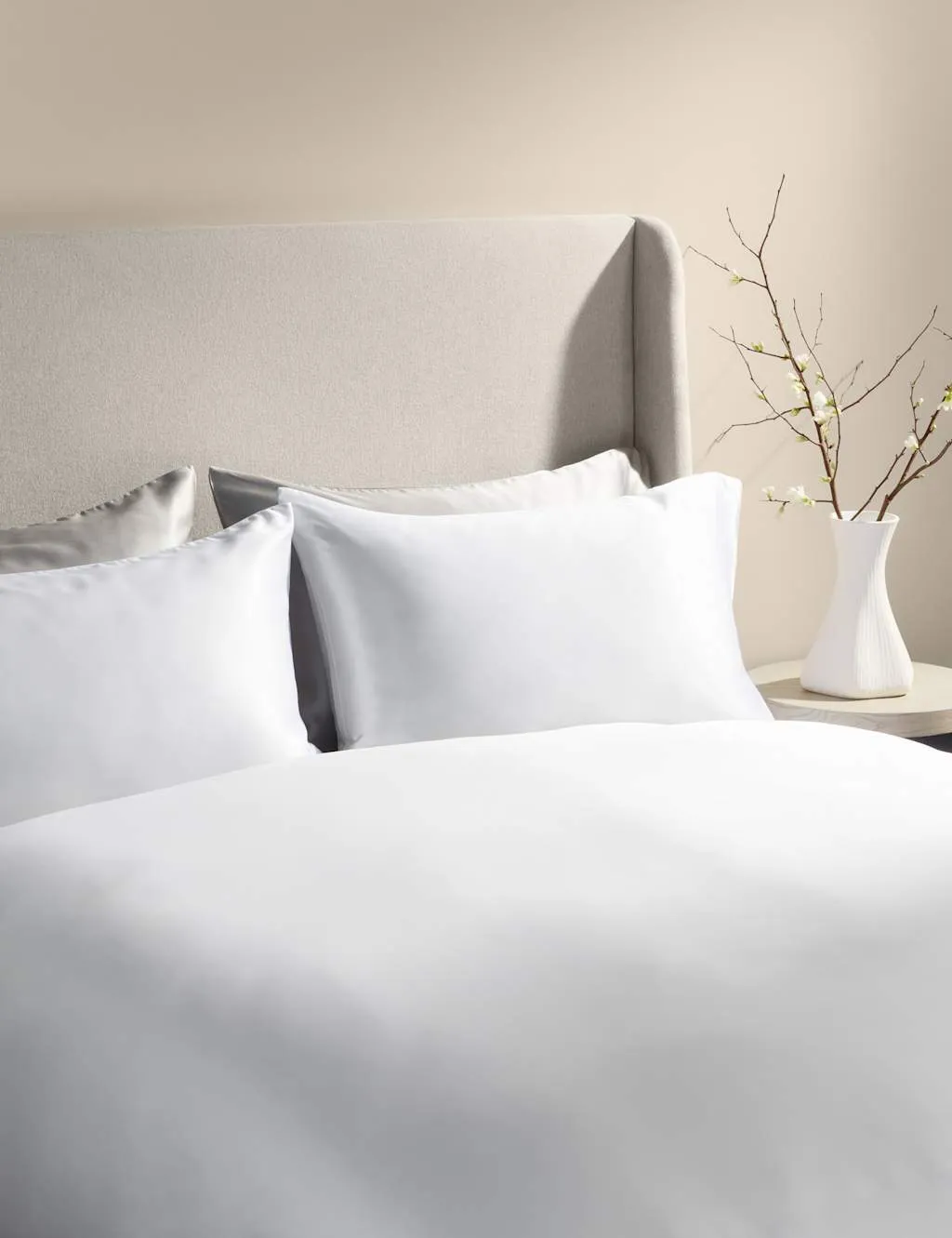 M&S X Kelly Hoppen Silk Blend Bedding Set White