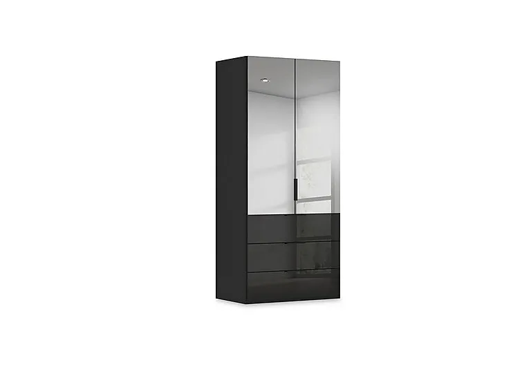 Haven 101cm 2 Door Combi Wardrobe with Mirror Doors and Glass Drawers