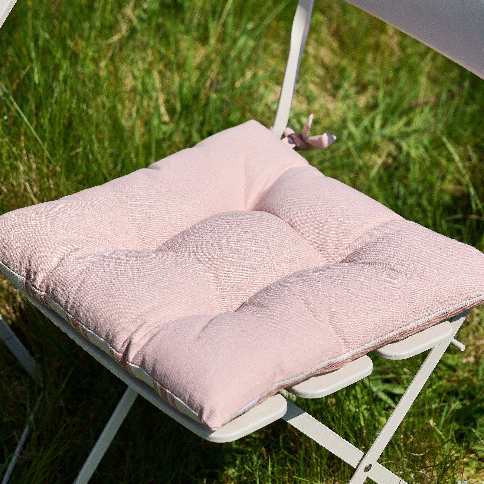 Dibor Set of 4 Cotton Stripe Indoor Outdoor Chair Sofa Seat Pads 40 x 40cm in Pink 4
