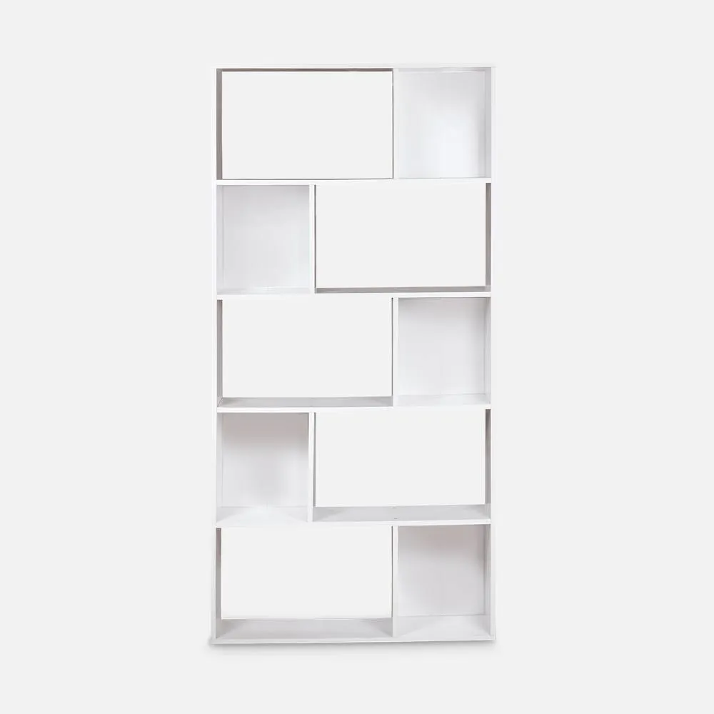 sweeek 5-shelf Bookcase With 10 Compartments in White 2