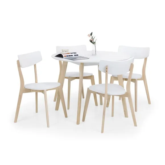 Casa 4 Seater Round Dining Table with 4 Chairs, White 3